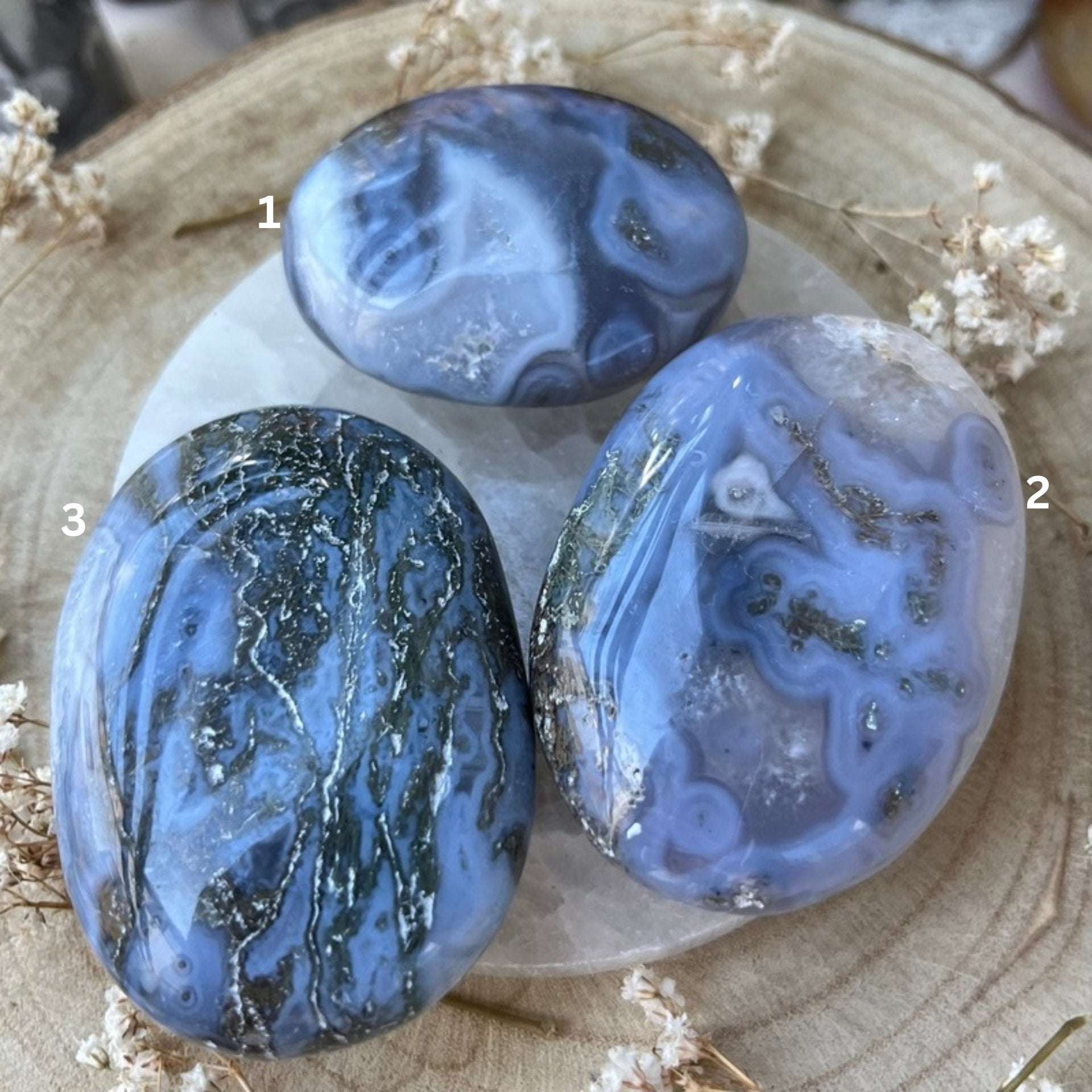 Moss Agate Palmstone Crystals