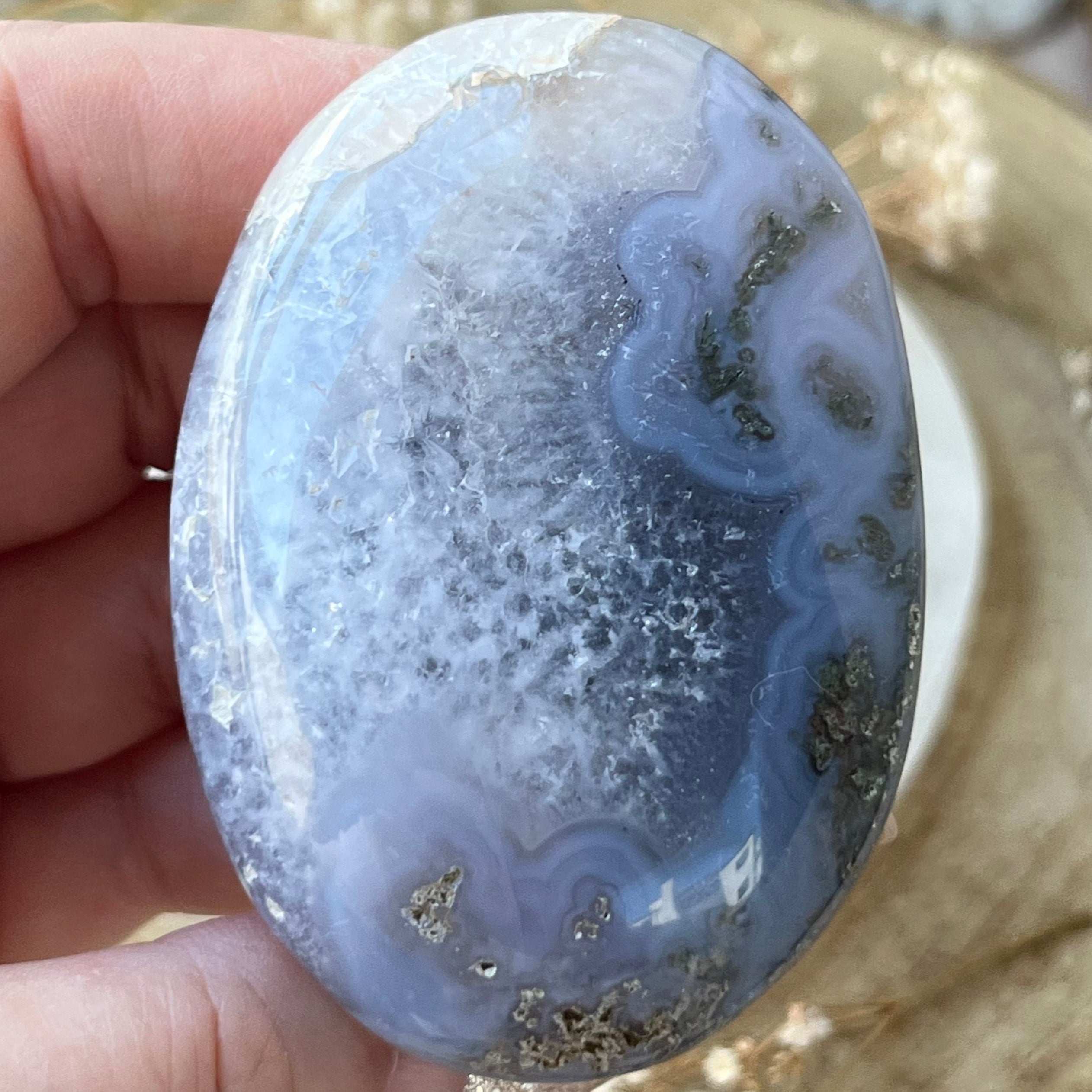Moss Agate Palmstone 2- 6.7cm x 4.7cm Crystals