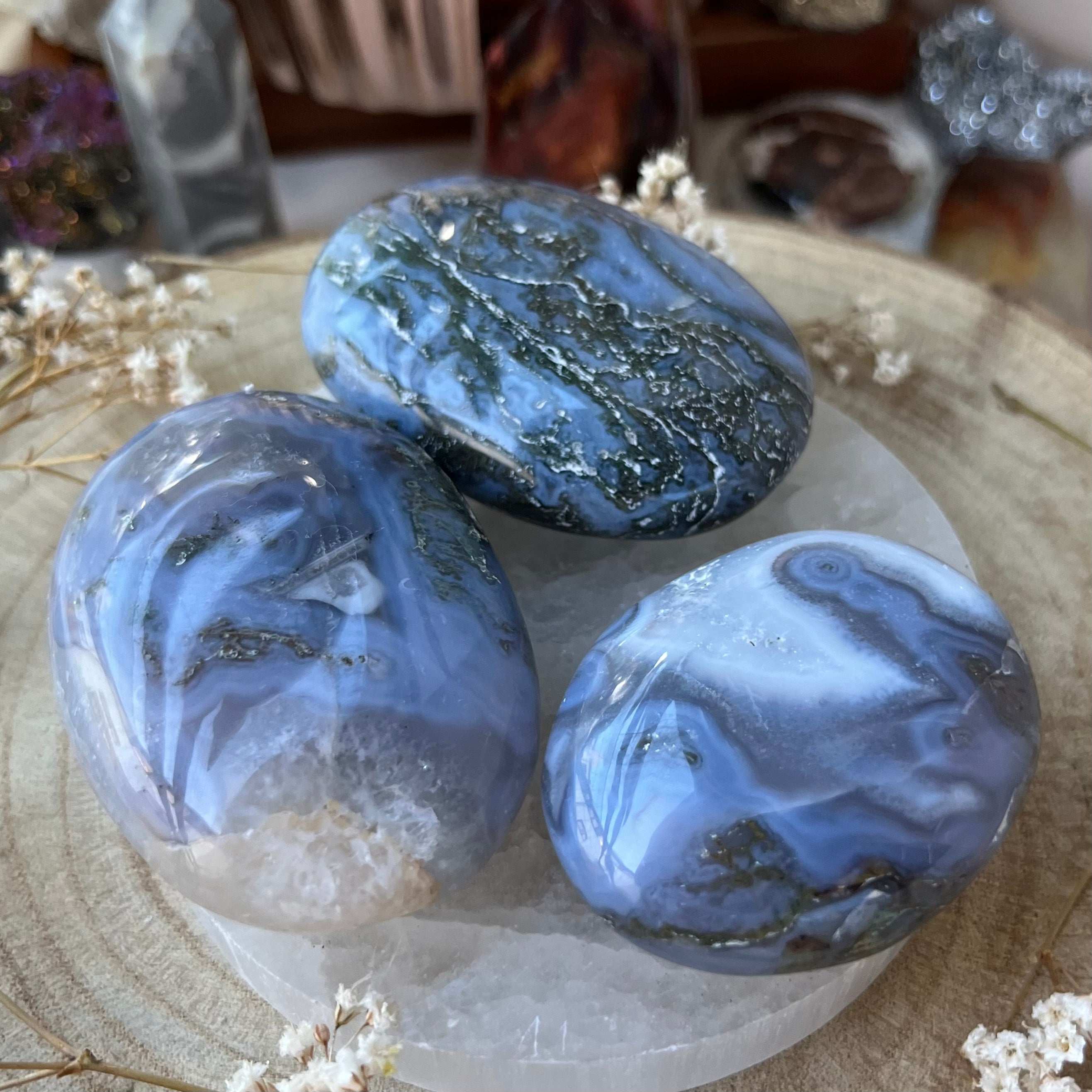 Moss Agate Palmstone Crystals