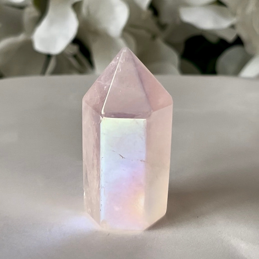Rose Aura Quartz Polished Point - Universal & Unconditional Love 1- 4.2cm x 2cm Crystals