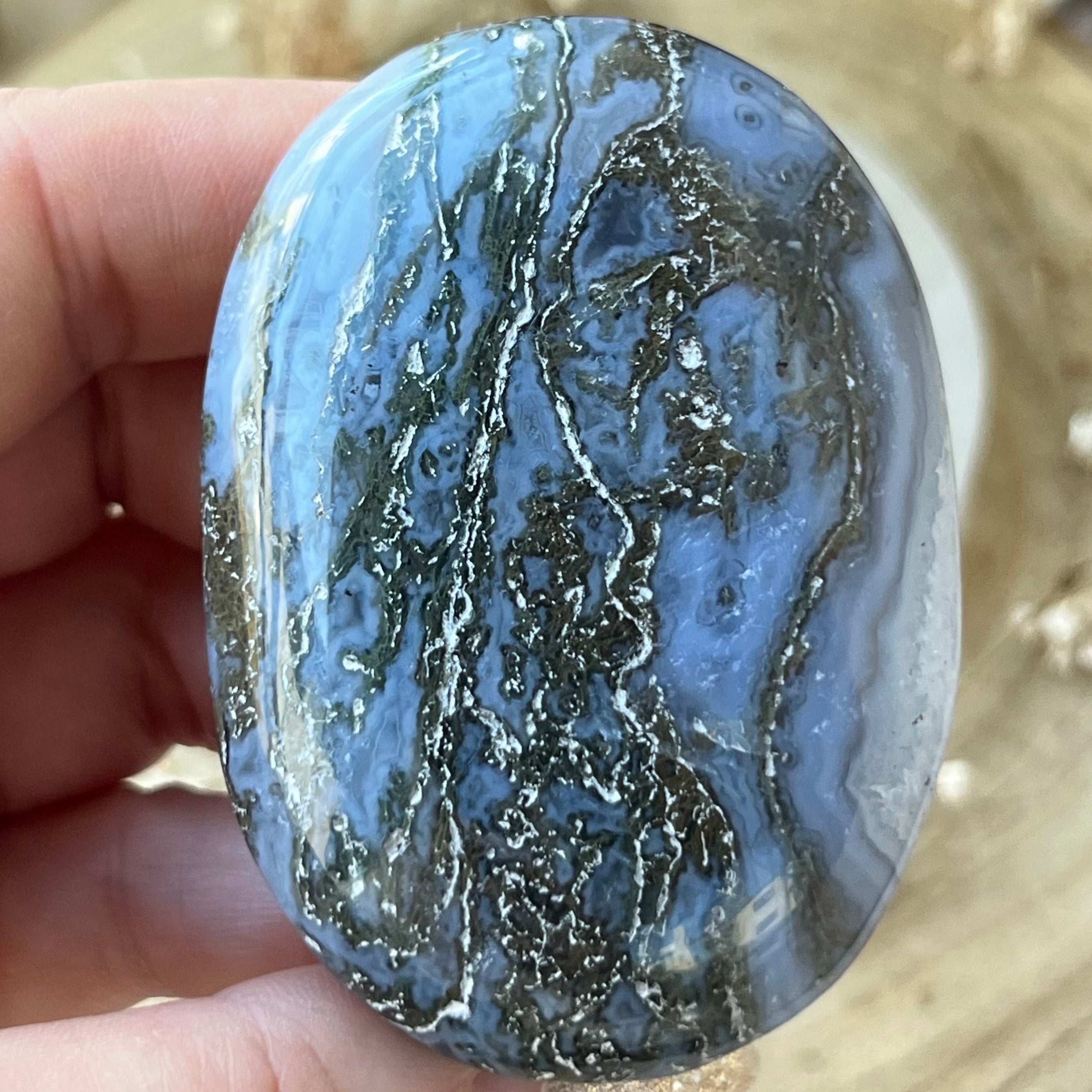 Moss Agate Palmstone Crystals