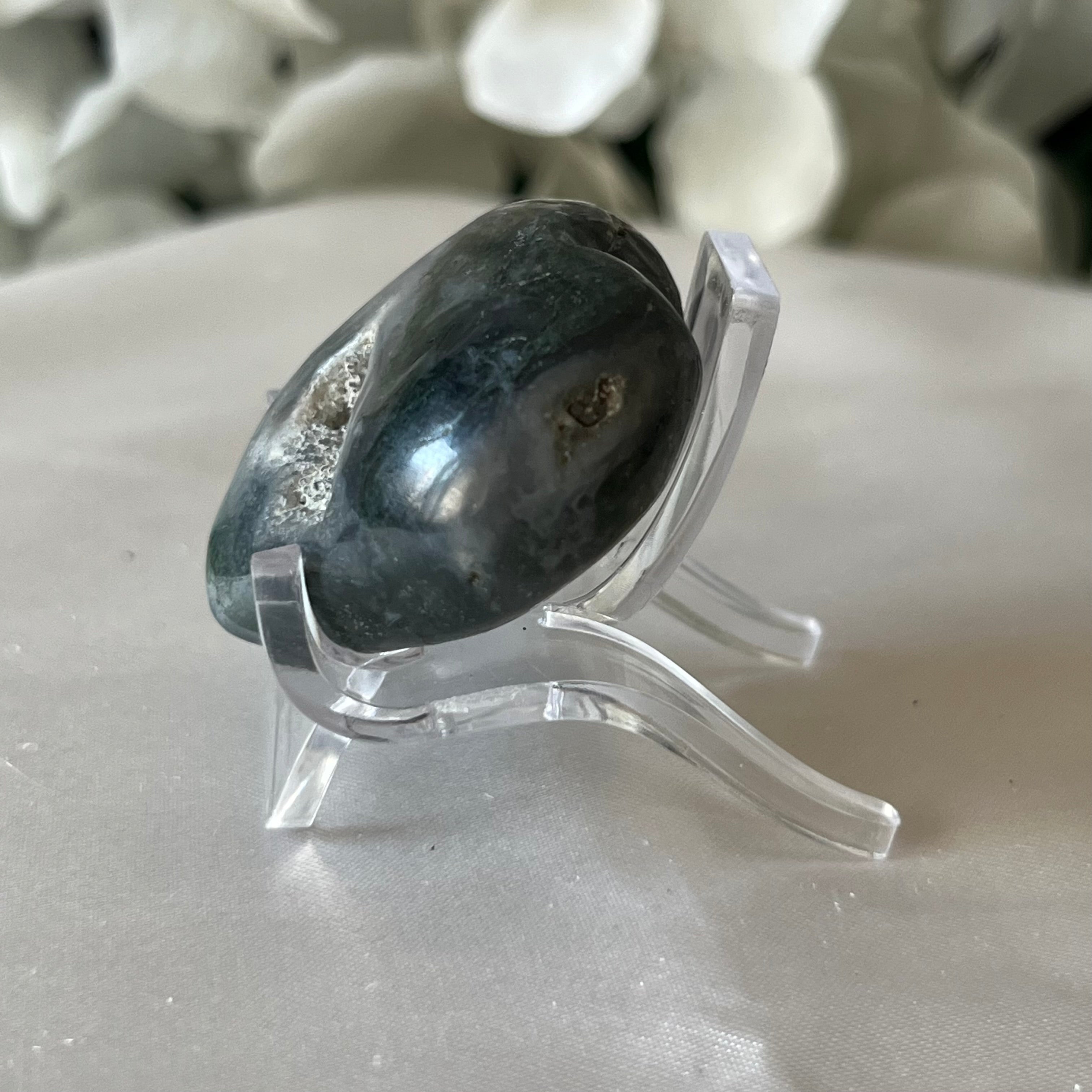 Moss Agate Puff Heart - Optimism & Courage Crystals