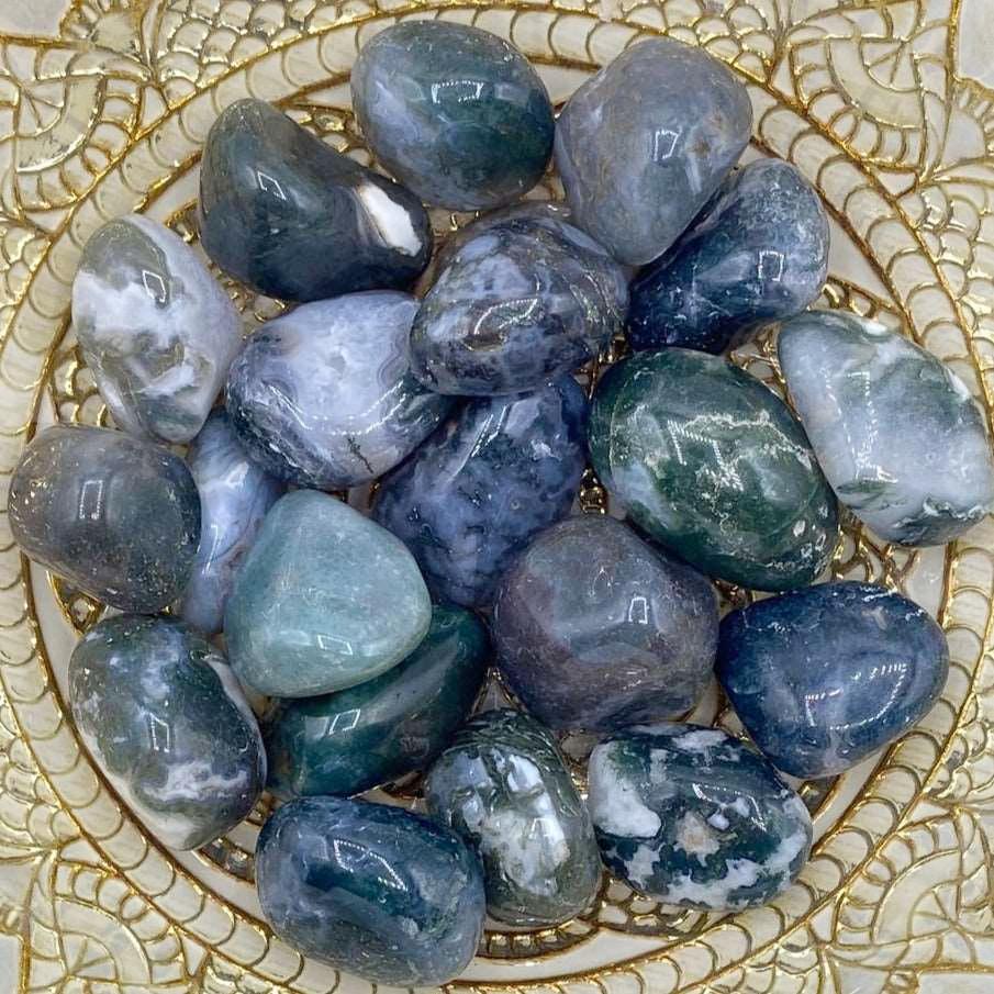 Moss Agate Tumblestones - Optimism & Courage Large Crystals