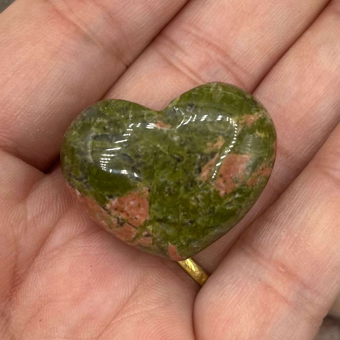 Mini Gemstone Hearts Unakite Approx. 2.4cm Crystals