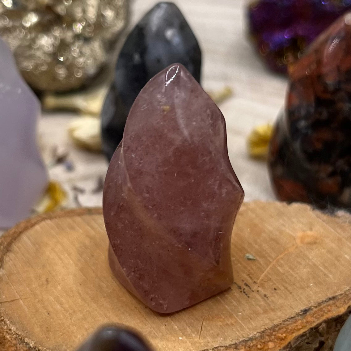 Mini Crystal Flames Mini (Approx.2.8cm) Strawberry Quartz Crystals