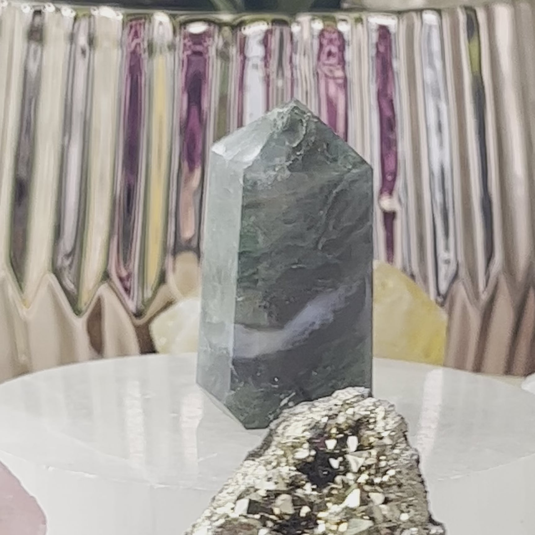 Moss Agate Obelisk- Optimism & Courage