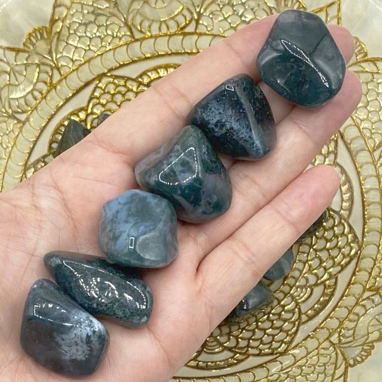 Moss Agate Tumblestones - Optimism & Courage Crystals