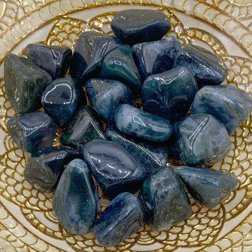 Moss Agate Tumblestones - Optimism & Courage Crystals
