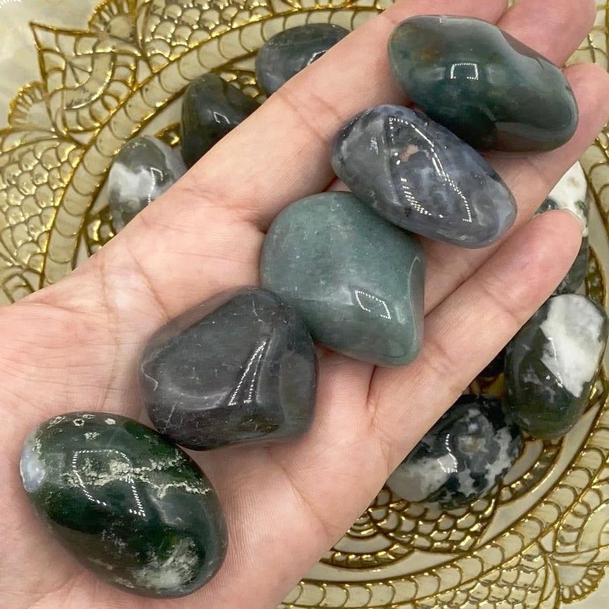 Moss Agate Tumblestones - Optimism & Courage Crystals