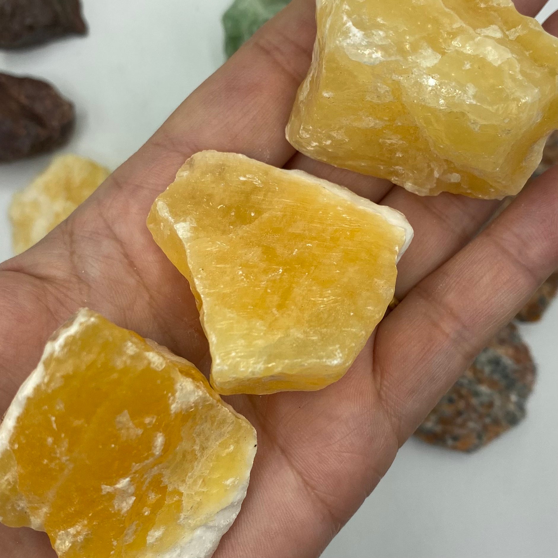 Rough Calcite Chunk Orange Calcite Crystals