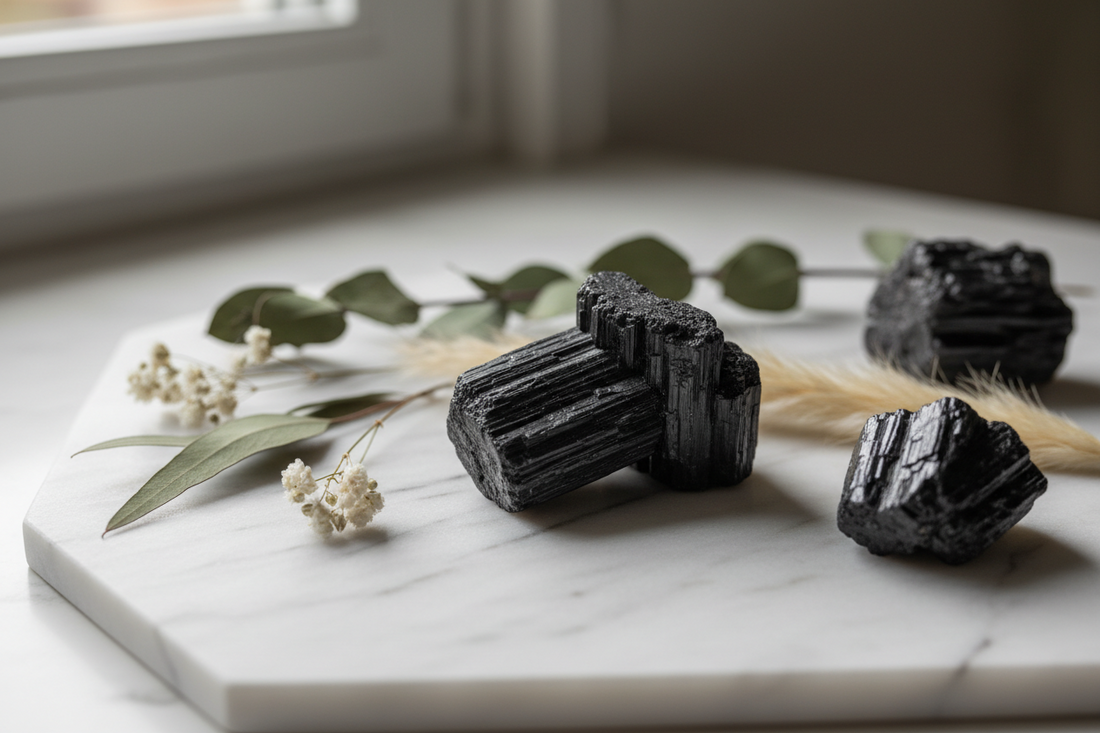 Black Tourmaline crystals for protection, grounding, and energetic balance
