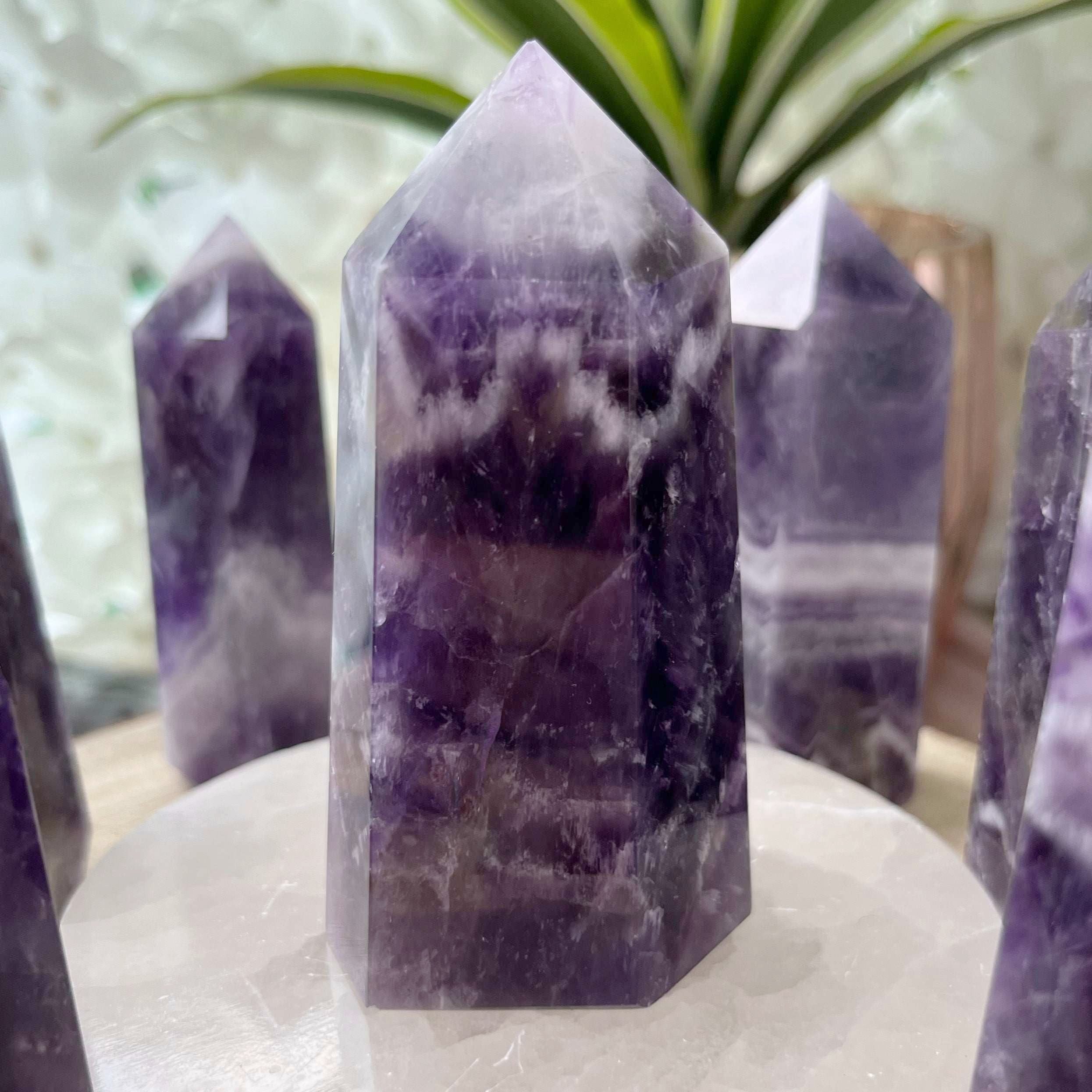 Chevron (Dream/Banded) Amethyst Tower - Spiritual Wisdom & Comfort 4- 8.6cm Crystals