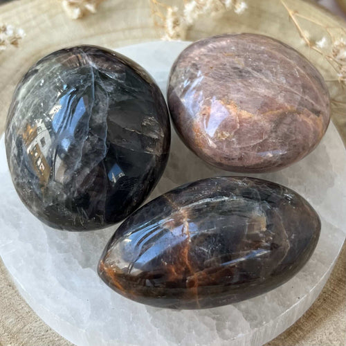 Black Moonstone Palmstone - New Beginnings & Protection Crystals
