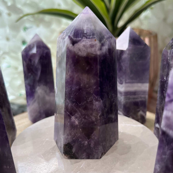 Chevron (Dream/Banded) Amethyst Tower - Spiritual Wisdom & Comfort Crystals