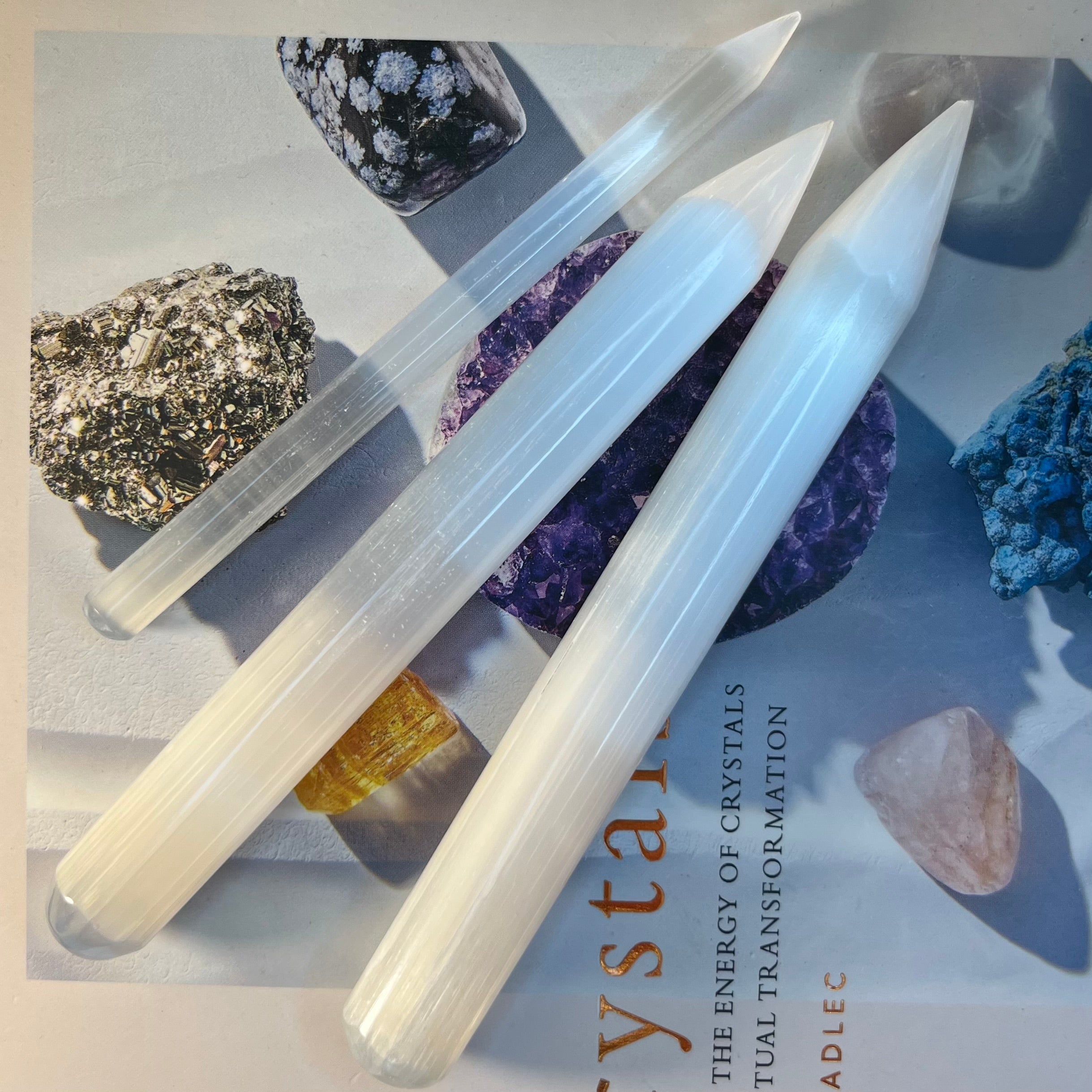 Selenite Round Point Wand - Cleansing & Purification Crystals