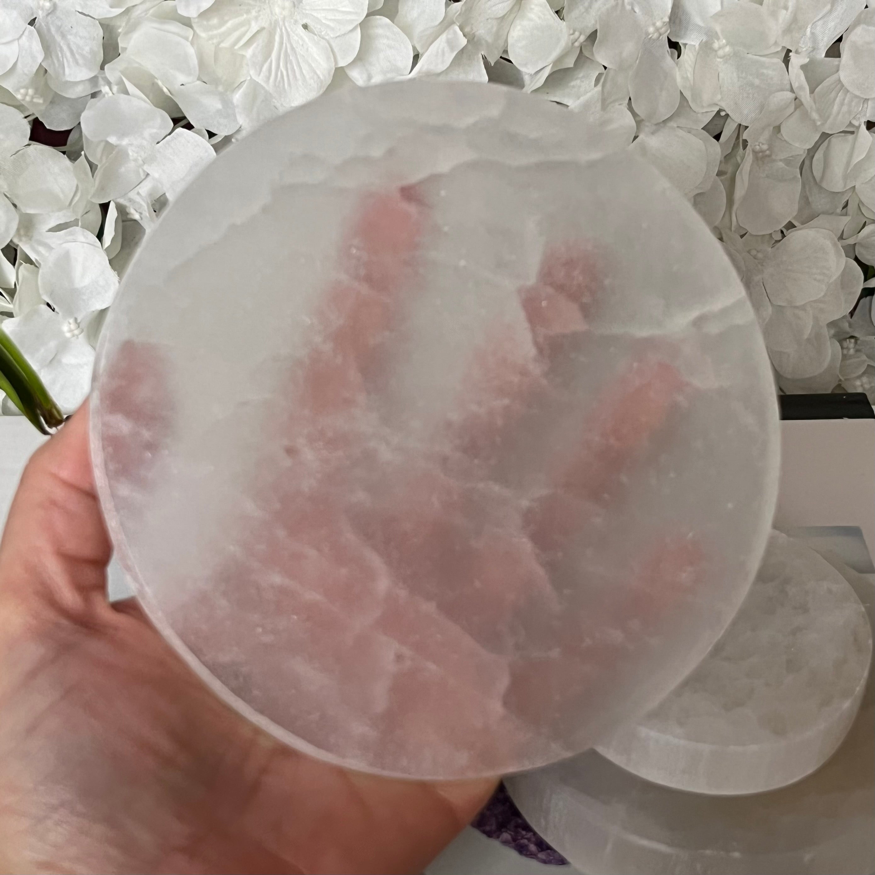 Selenite Round Charging Plate/ Disc - Cleansing & Purification Polished - 14cm x 1.2cm Crystals
