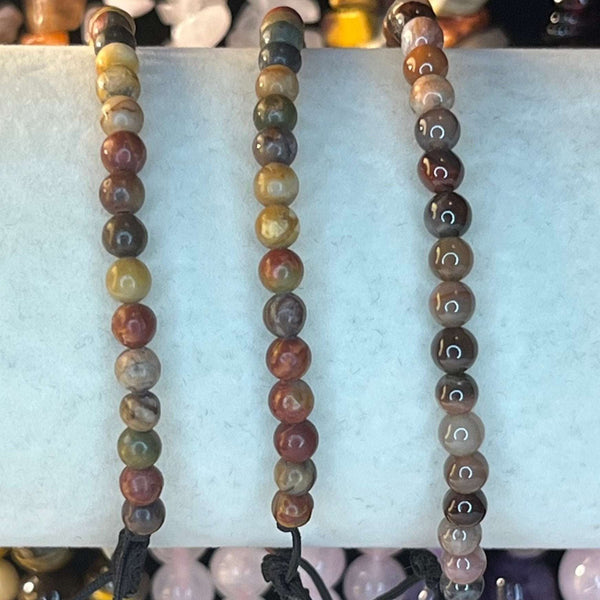 Tibetan-style Crystal Beads Bracelets Polychrome Jasper 3mm Crystals
