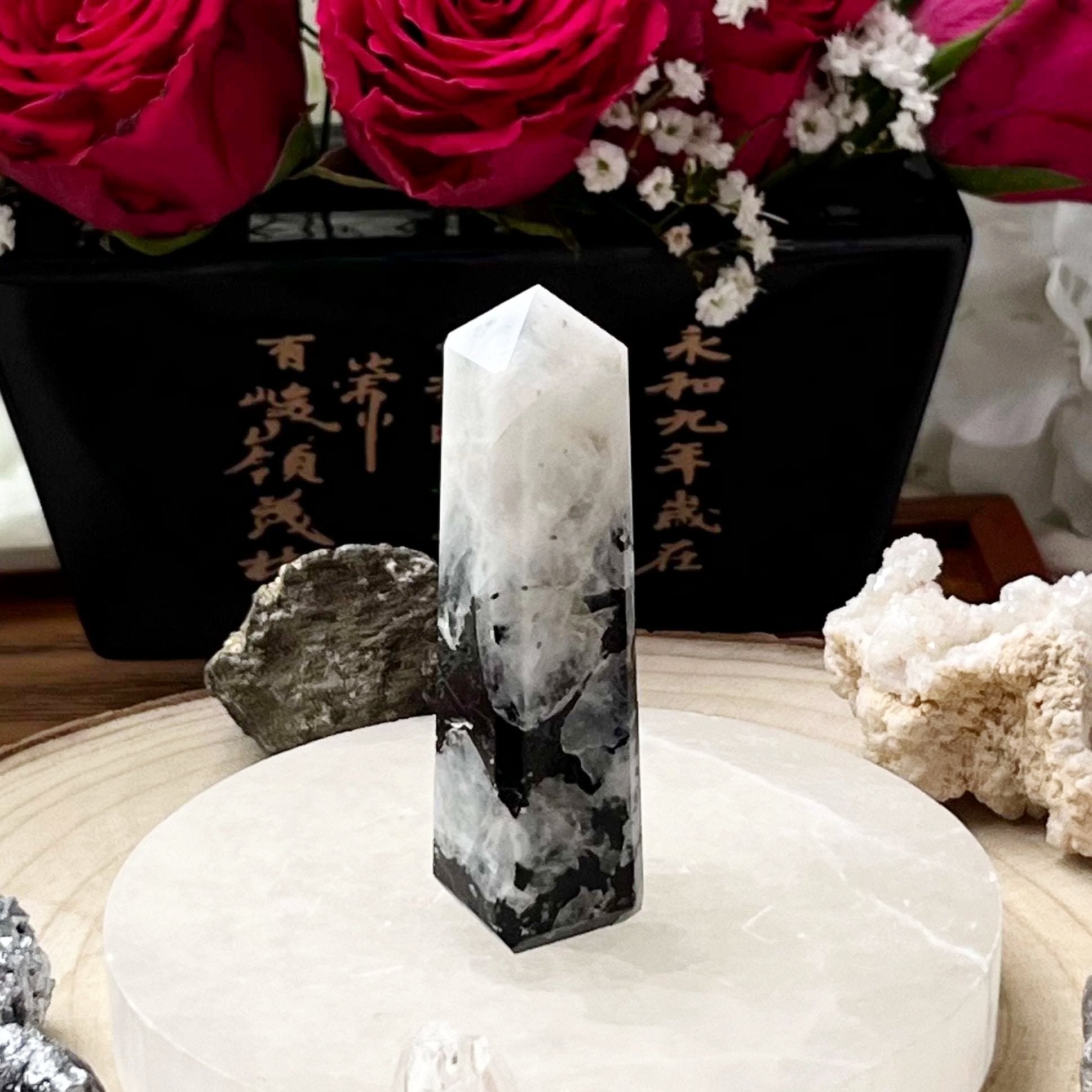 Rainbow Moonstone Obelisk - Feminine Energy Crystals