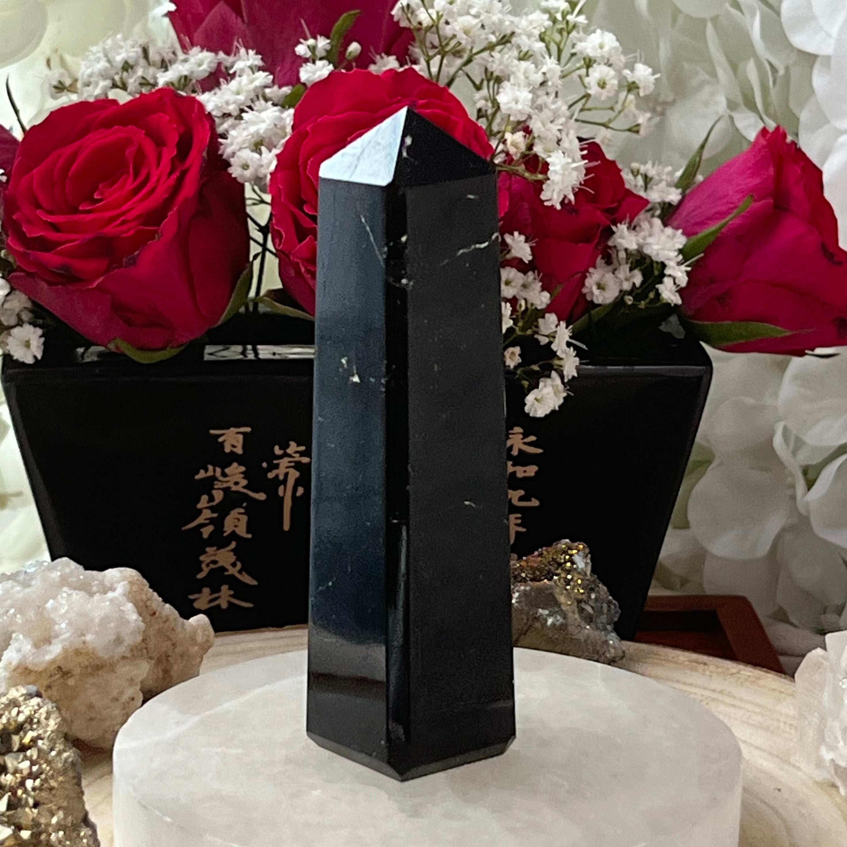Black Tourmaline Obelisk - Energetic Protection Crystals