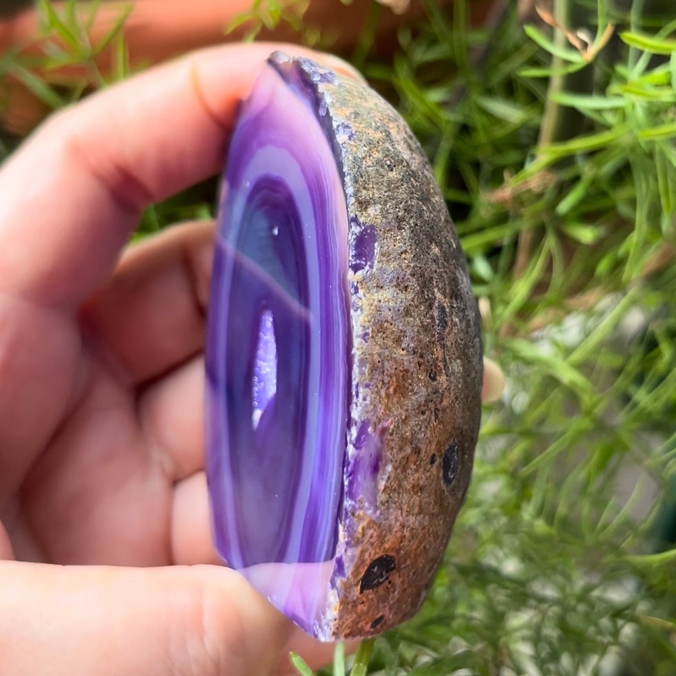 Purple Agate Cut Base Geode - Stability & Courage