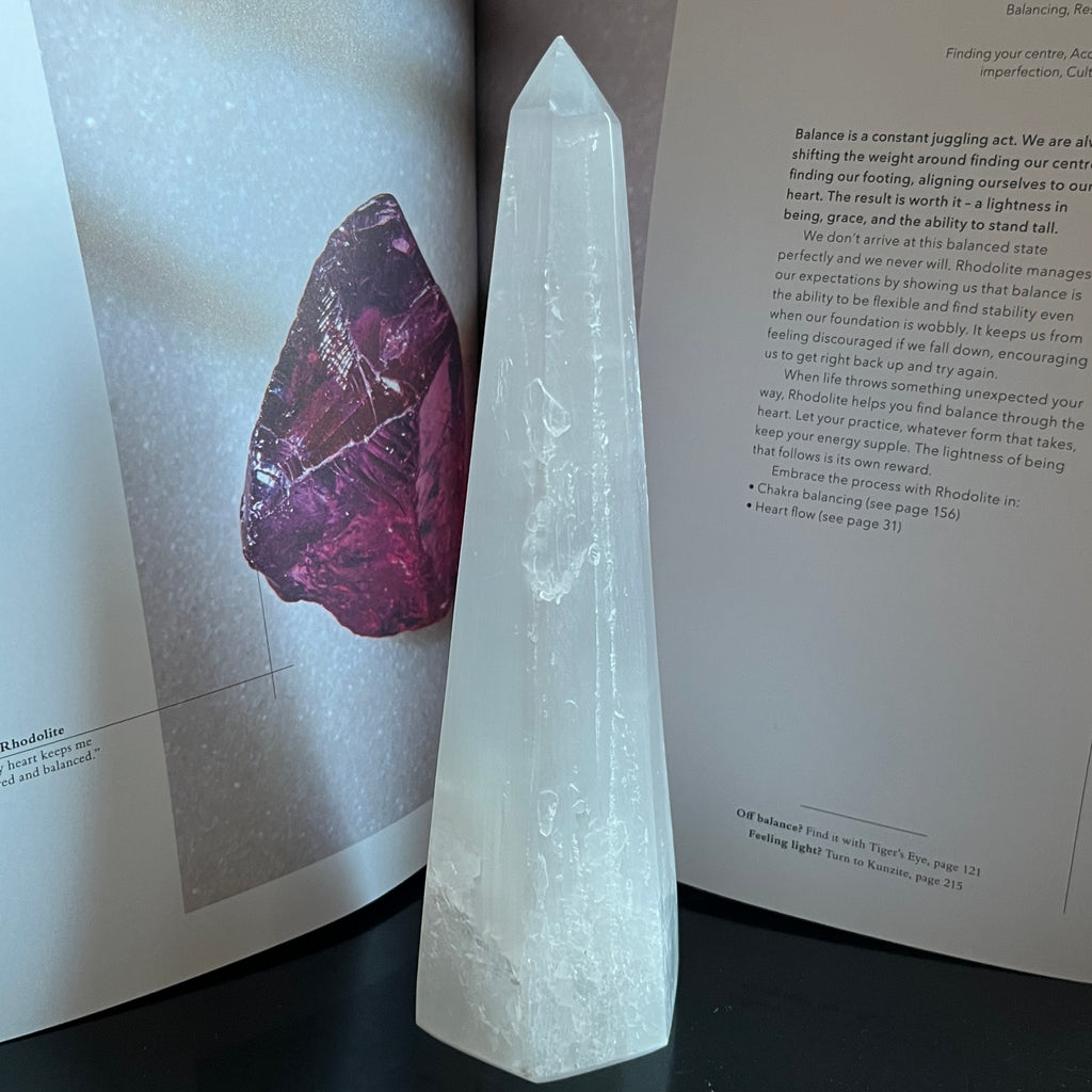 Selenite (Satin Spar) Hex Base Point - Cleansing & Purification