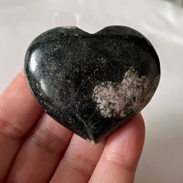 Black Jade & Pink Thulite Heart