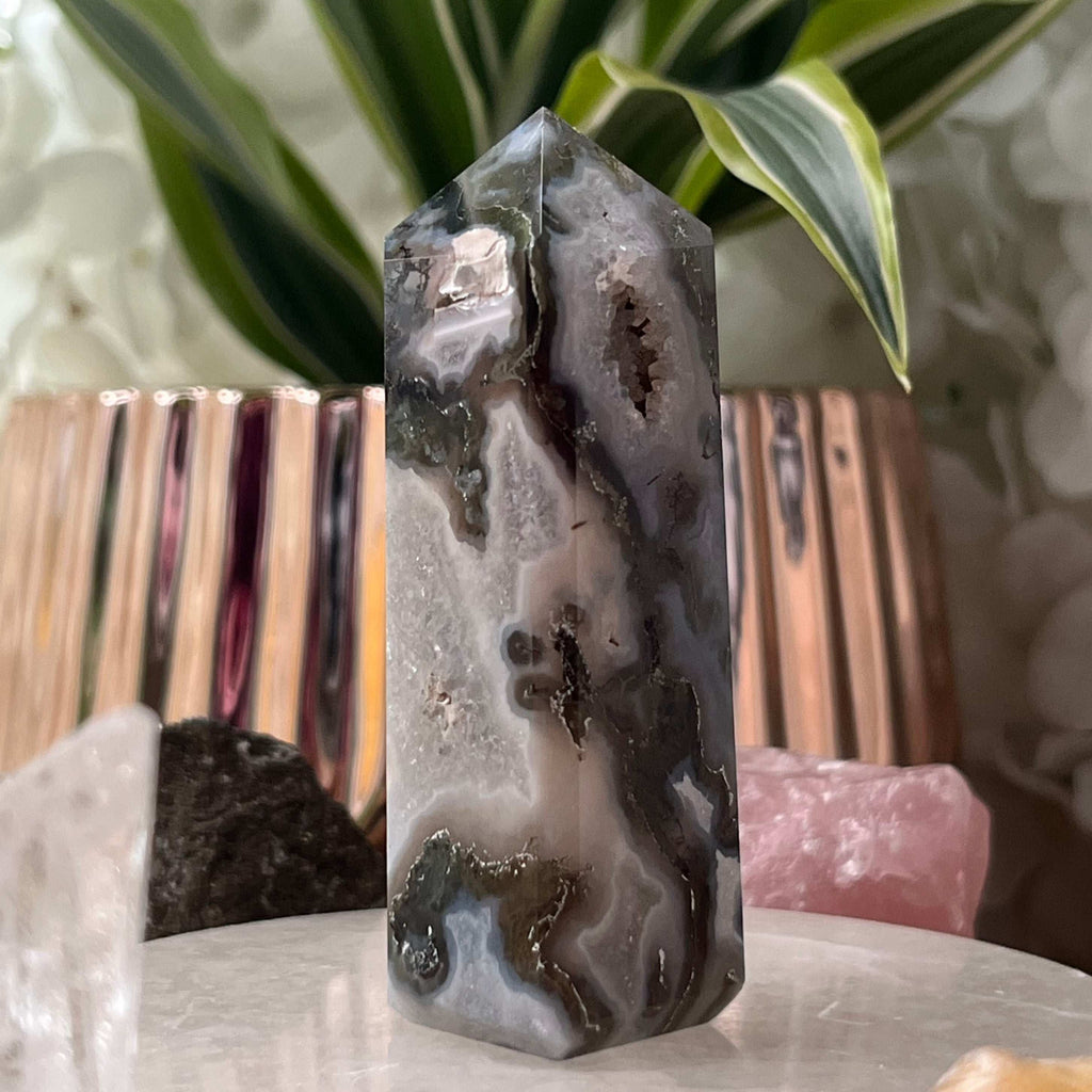 Moss Agate Obelisk- Optimism & Courage 2- 7.6cm Crystals