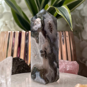 Moss Agate Obelisk- Optimism & Courage 2- 7.6cm Crystals