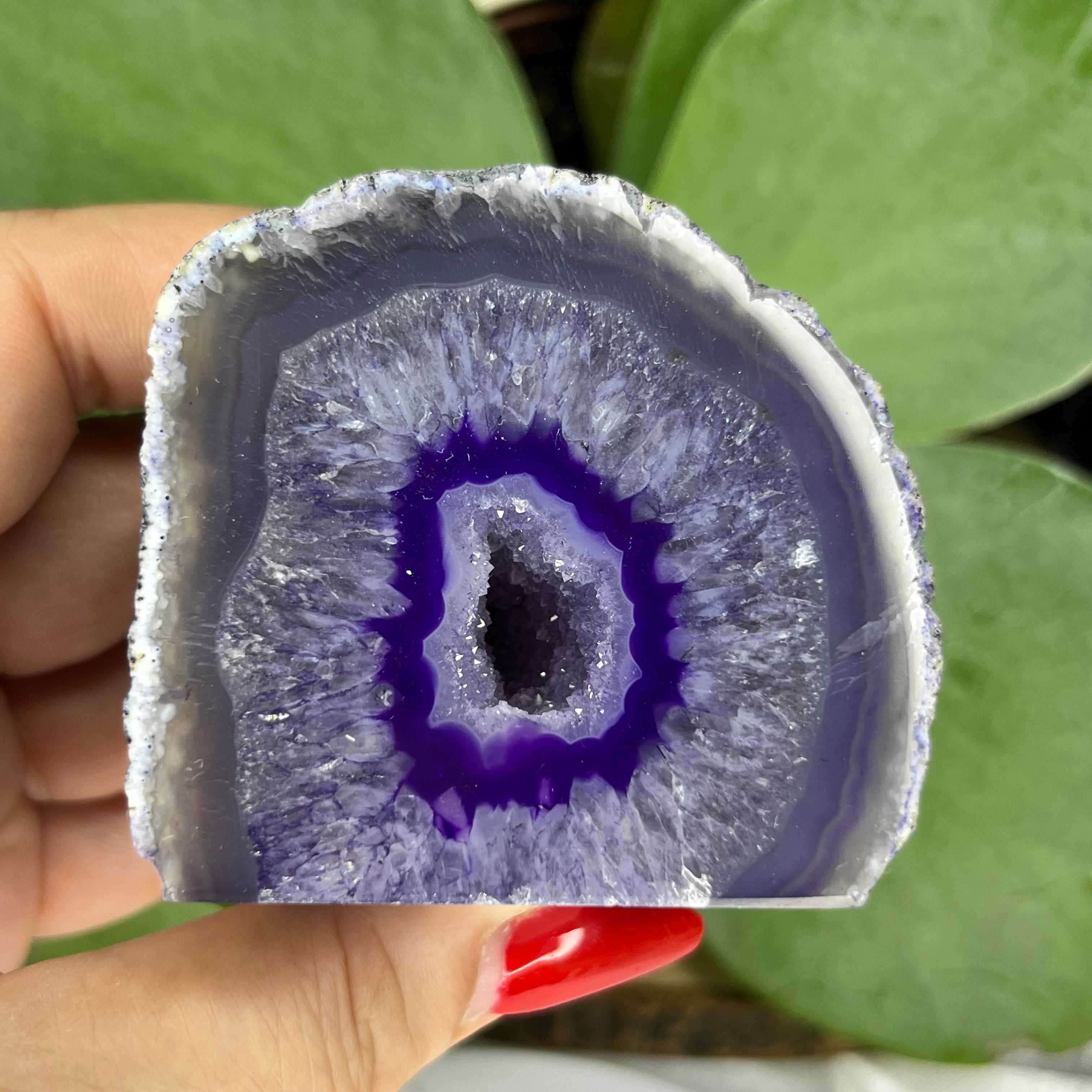 Purple Agate Cut Base Geode - Stability & Courage Crystals