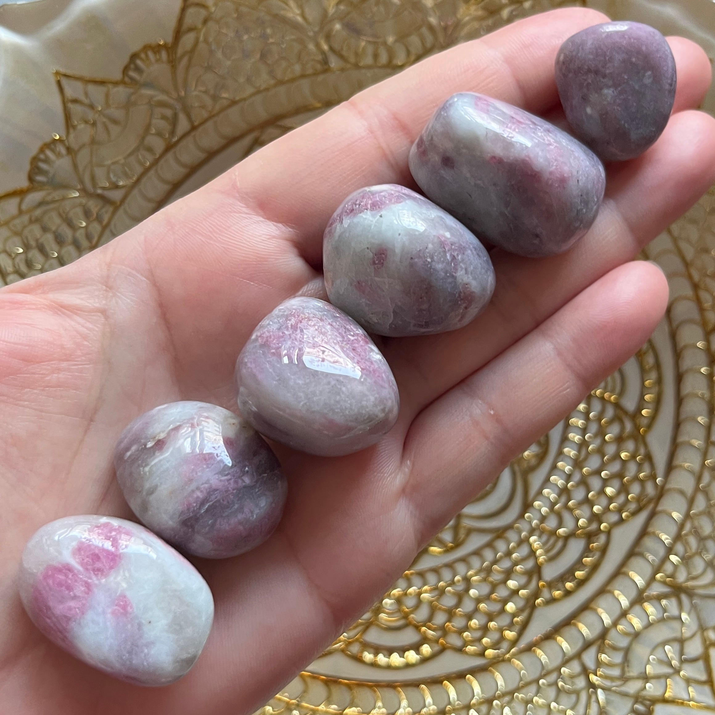 Pink Tourmaline in Quartz (Rubellite) Tumblestone - Emotional Healing & Self-Esteem