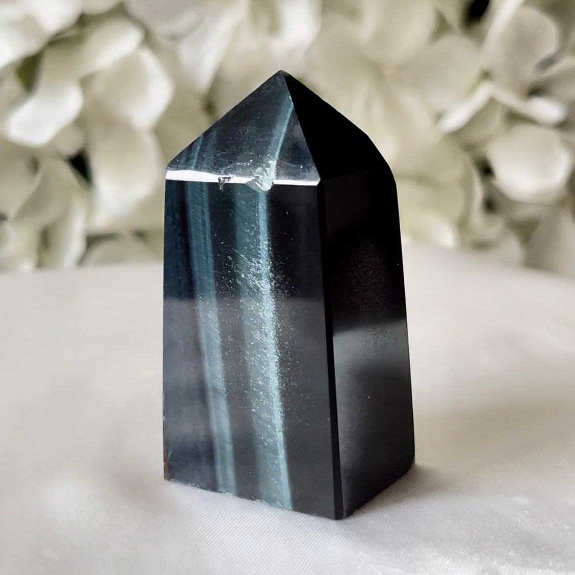 Blue Tiger's Eye (Hawk's Eye) Obelisk - Communication & Serenity 1- 5.4cm x 2.7cm Crystals