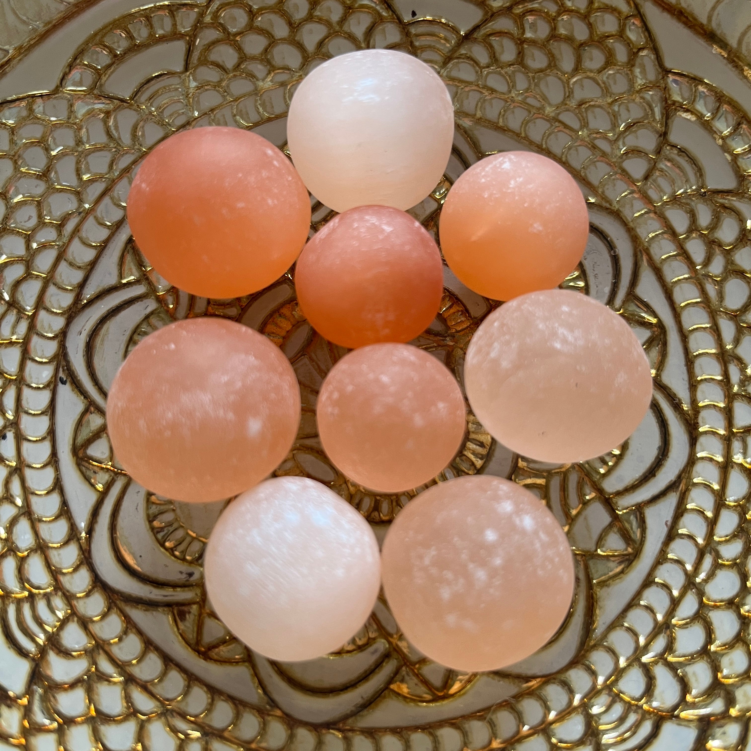 Orange Selenite (Satin Spar) Round Tumblestones - Joy & Creativity