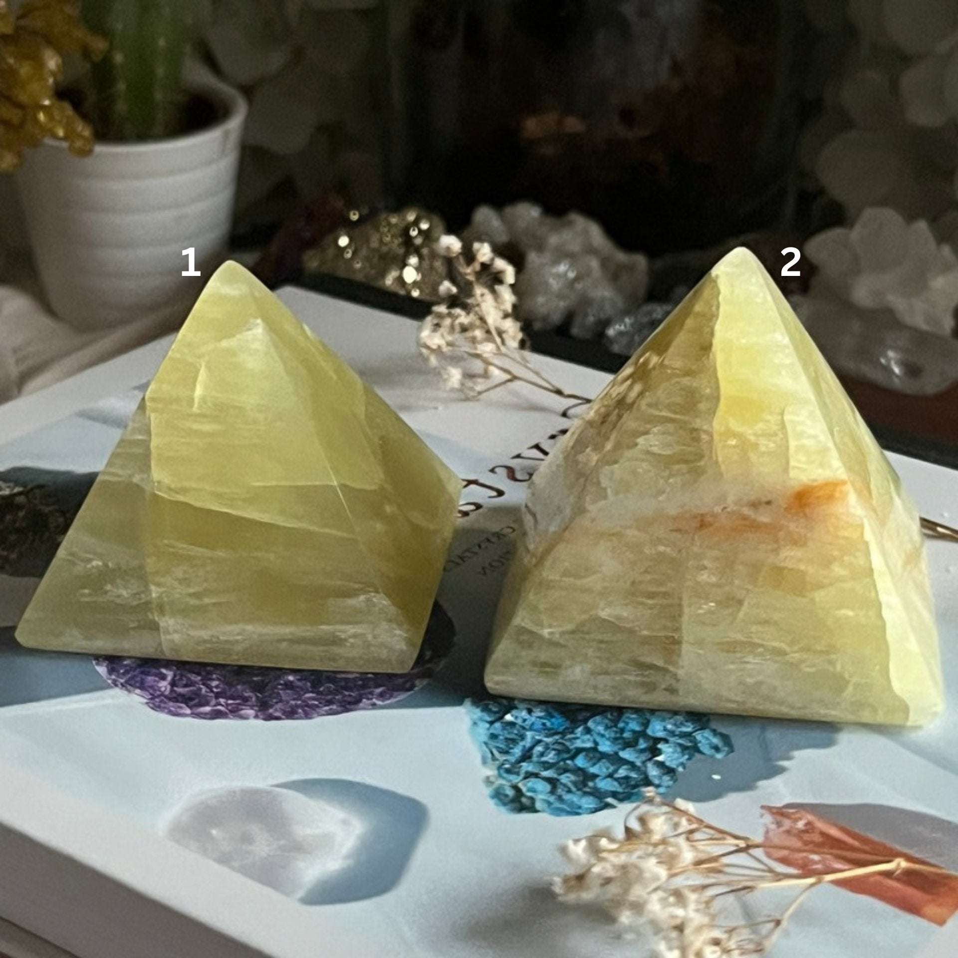Lemon Calcite Pyramid Crystals