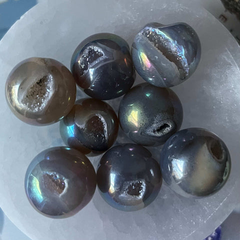 Mini Druzy Aura Agate Sphere Crystals