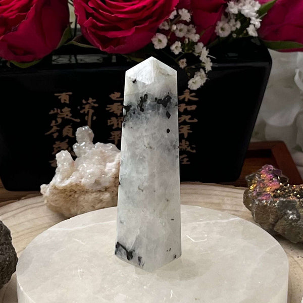 Rainbow Moonstone Obelisk - Feminine Energy Crystals