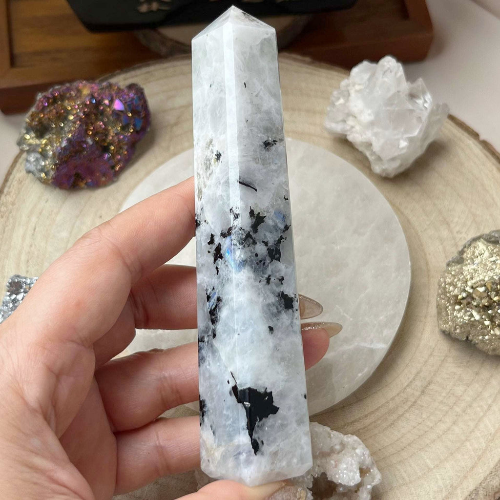 Rainbow Moonstone Obelisk - Feminine Energy Crystals