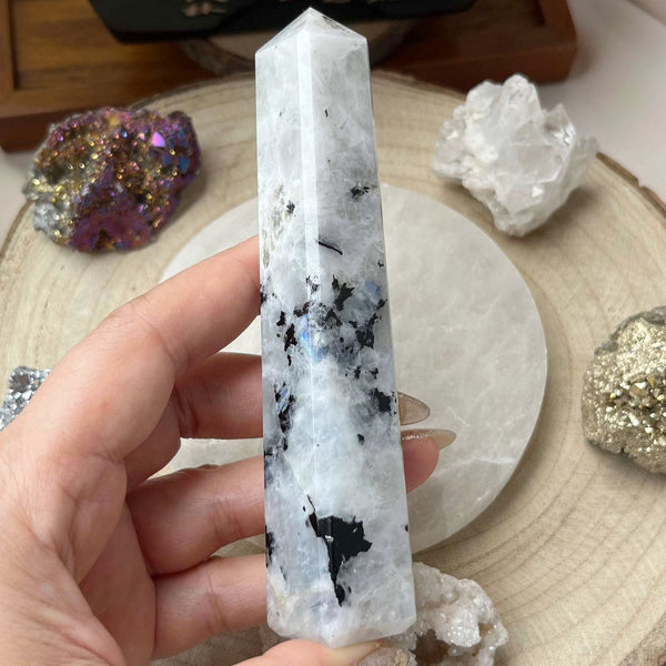 Rainbow Moonstone Obelisk - Feminine Energy Crystals