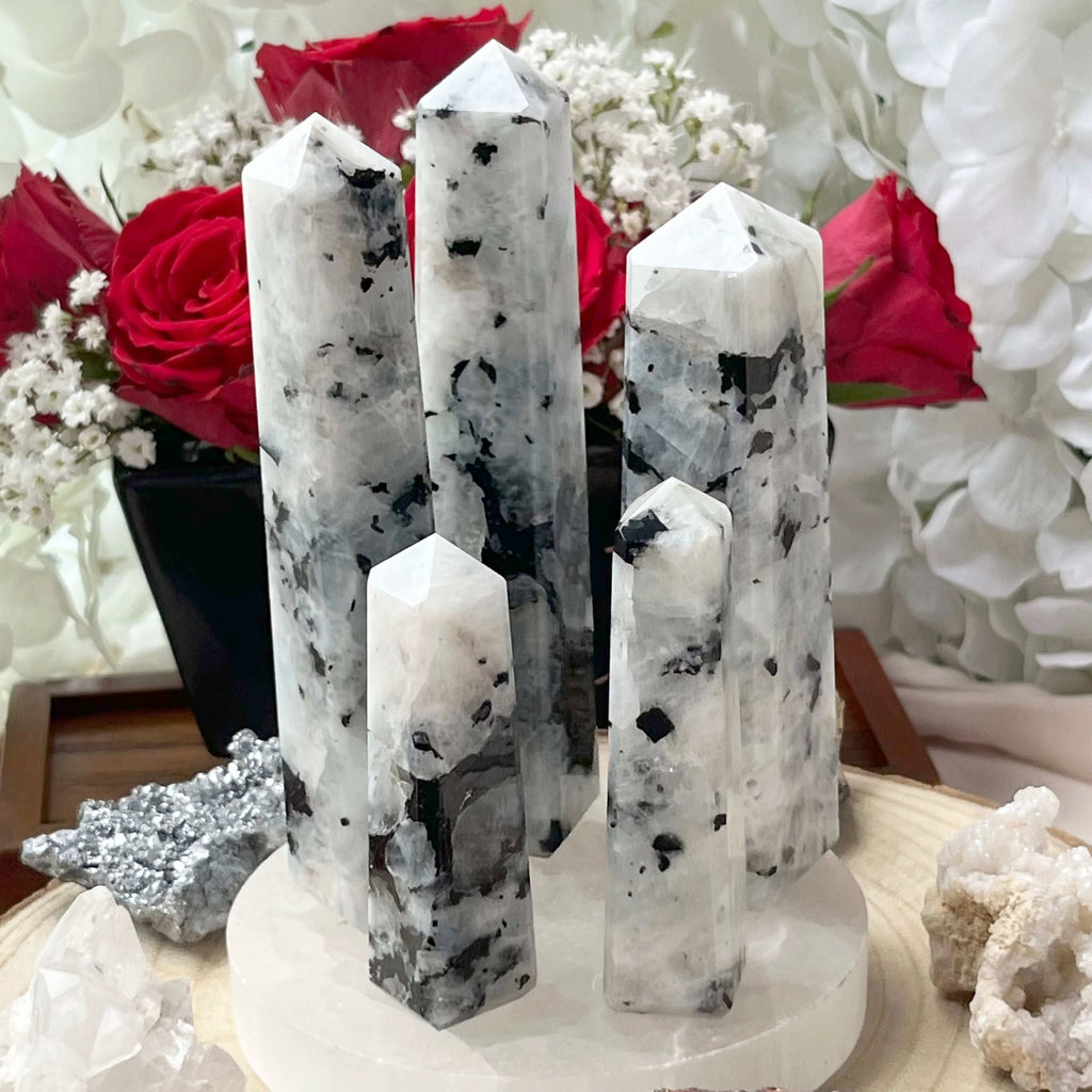 Rainbow Moonstone Obelisk - Feminine Energy Crystals