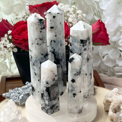Rainbow Moonstone Obelisk - Feminine Energy Crystals