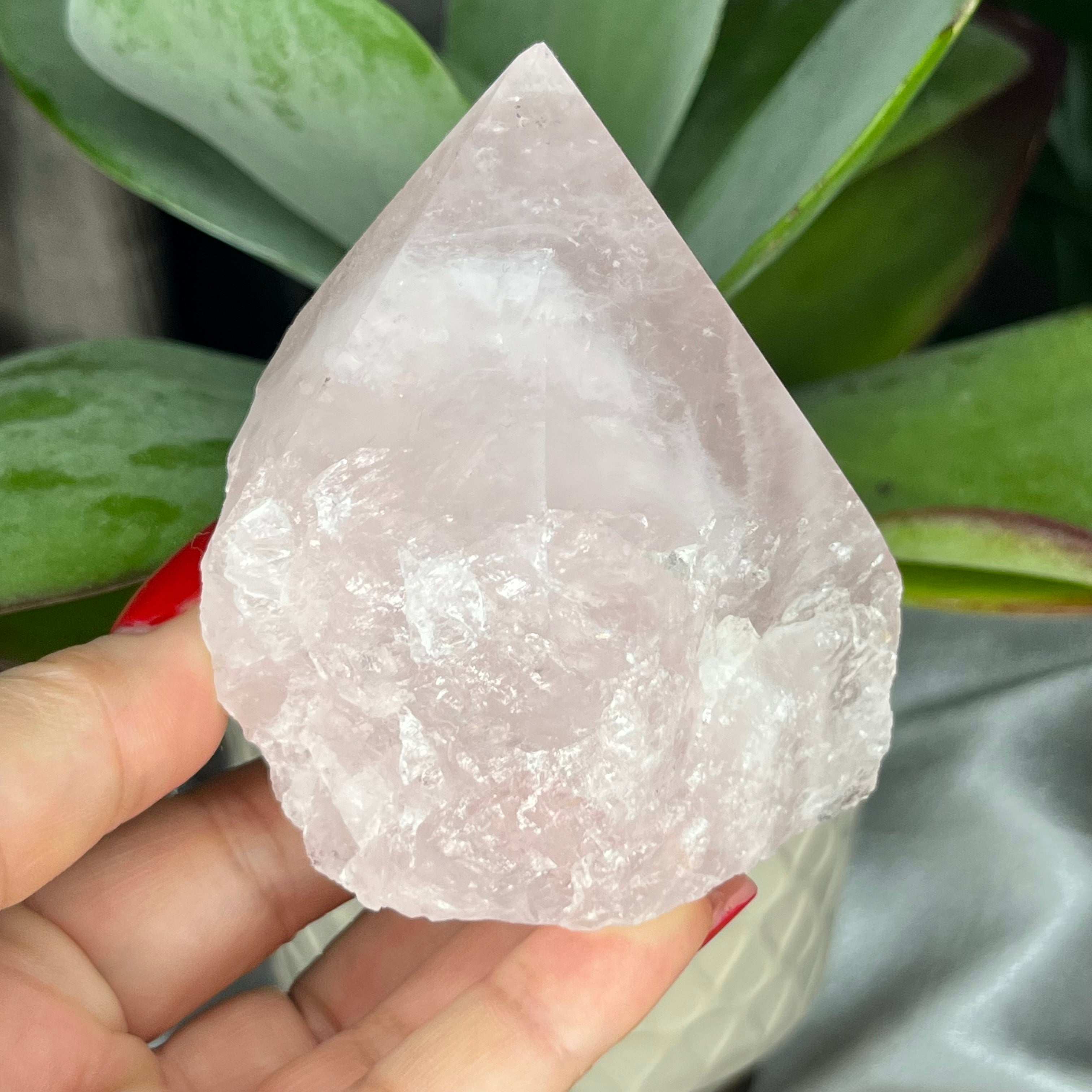 Rose Quartz Cut Base Point - Unconditional Love 2- 7.9cm x 6.4cm Crystals