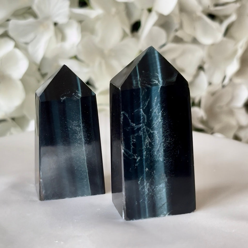 Blue Tiger's Eye (Hawk's Eye) Obelisk - Communication & Serenity Crystals