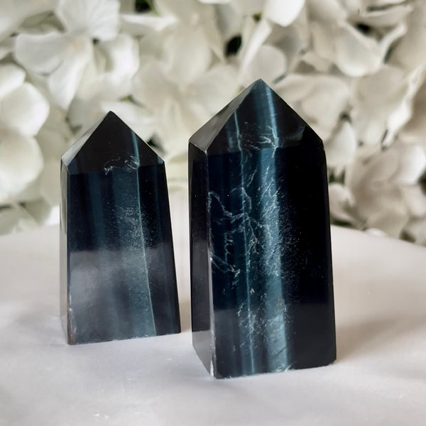 Blue Tiger's Eye (Hawk's Eye) Obelisk - Communication & Serenity Crystals