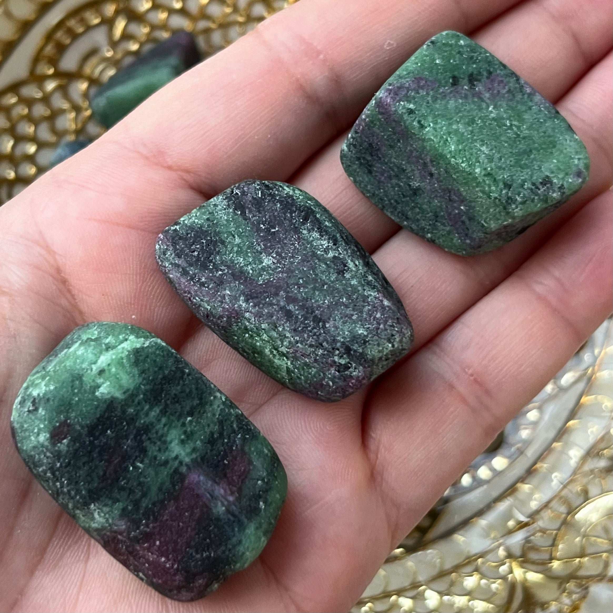 Rubycrosite (Ruby in Zoisite) Tumblestones (UNPOLISHED) - Energising Harmony Large Crystals