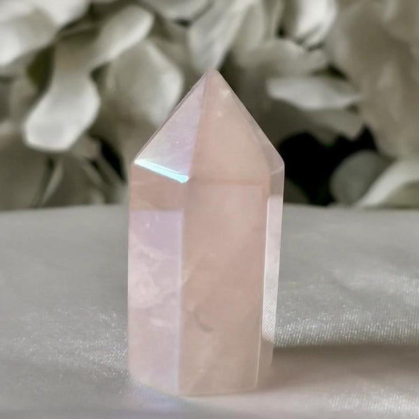 Rose Aura Quartz Polished Point - Universal & Unconditional Love Crystals