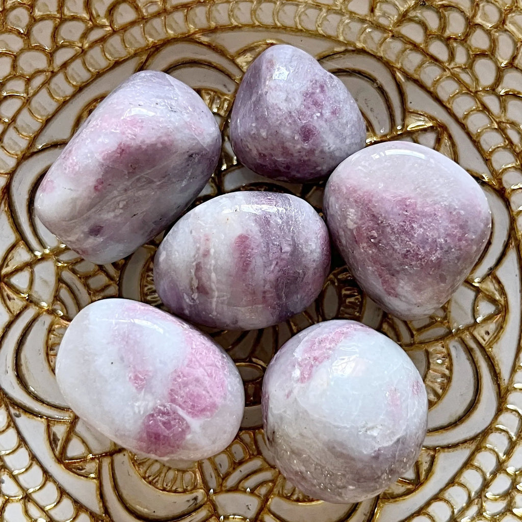 Pink Tourmaline in Quartz (Rubellite) Tumblestone - Emotional Healing & Self-Esteem