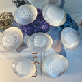 Selenite Etched Chakra Palmstones - Cleansing & Purification Full Set Crystals