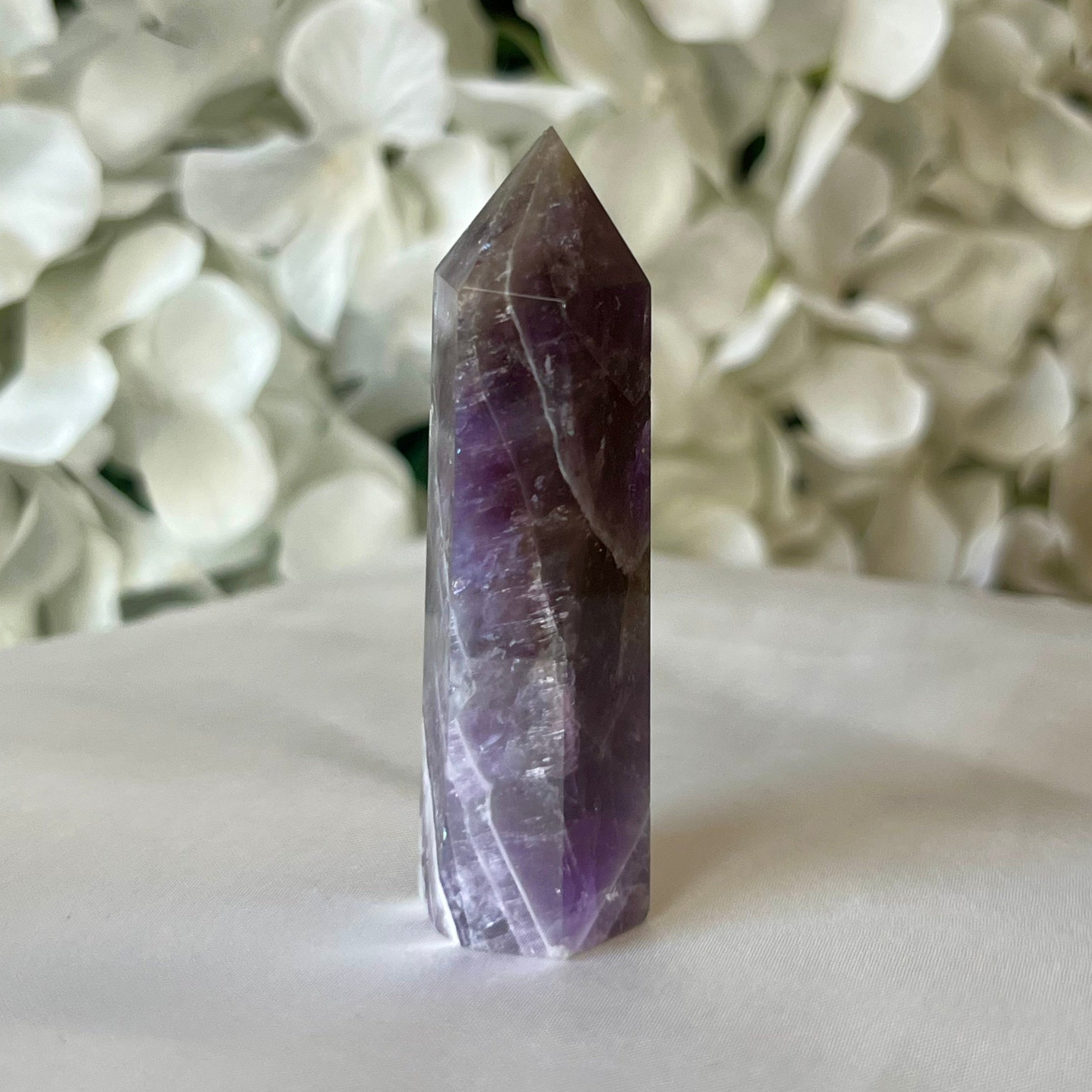 Chevron (Dream/Banded) Amethyst Polished Point - Spiritual Wisdom & Comfort Crystals