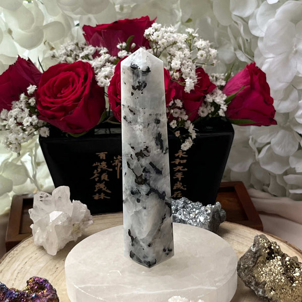 Rainbow Moonstone Obelisk - Feminine Energy 4- 11cm Crystals