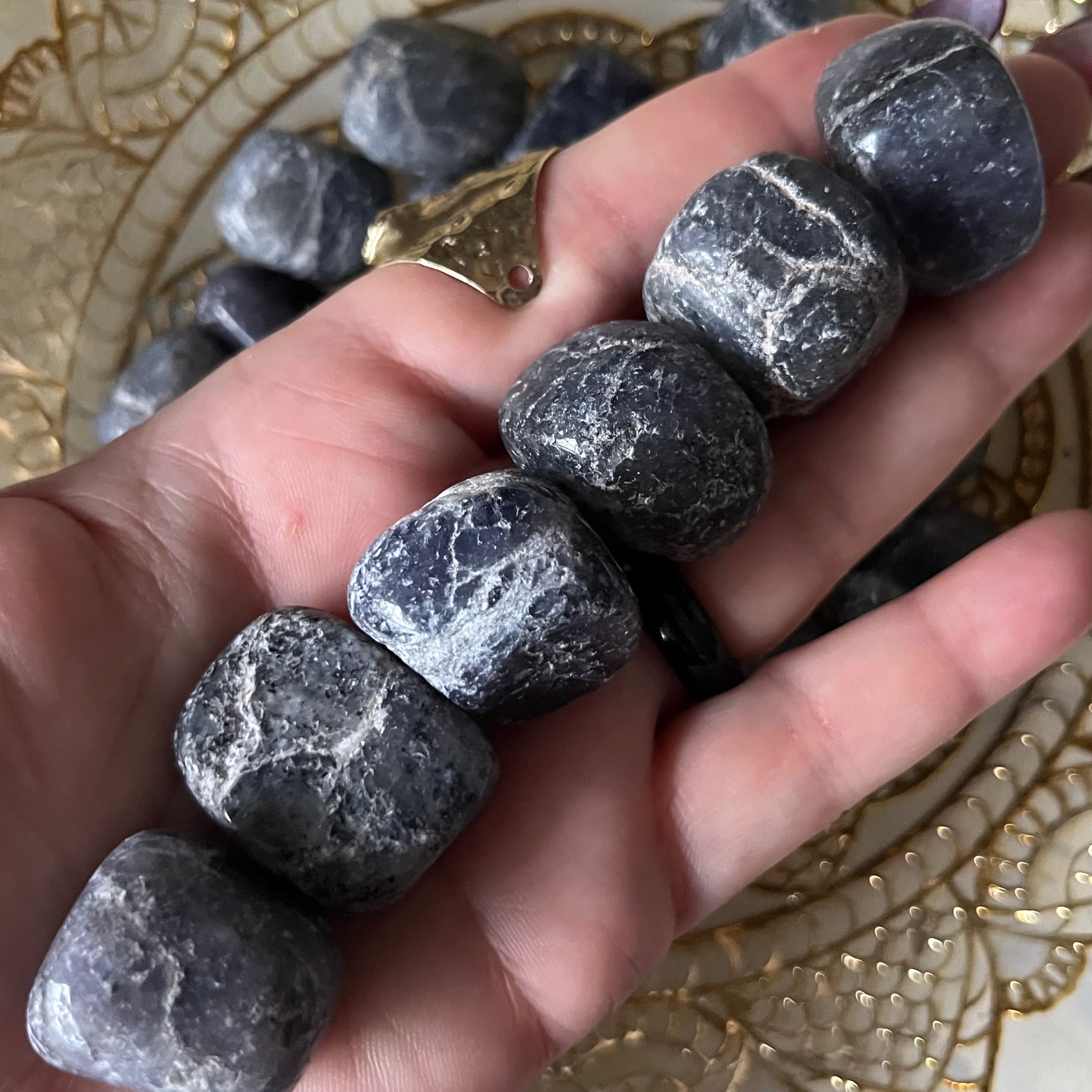 Iolite (Water Saphire) Tumblestones - Psychic Abilities & Self-Awareness Medium Crystals