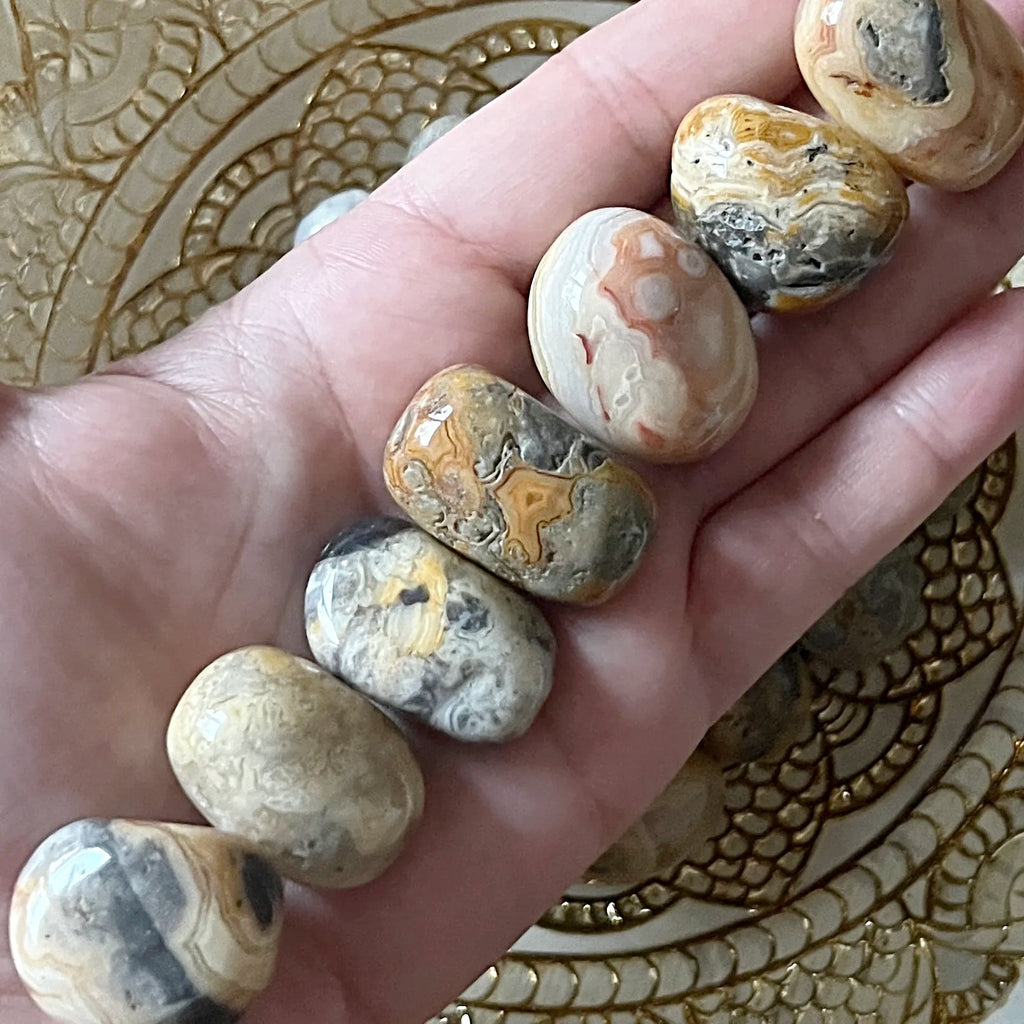 Yellow Crazy Lace Agate Tumblestones - Stone of Laughter & Mental Clarity
